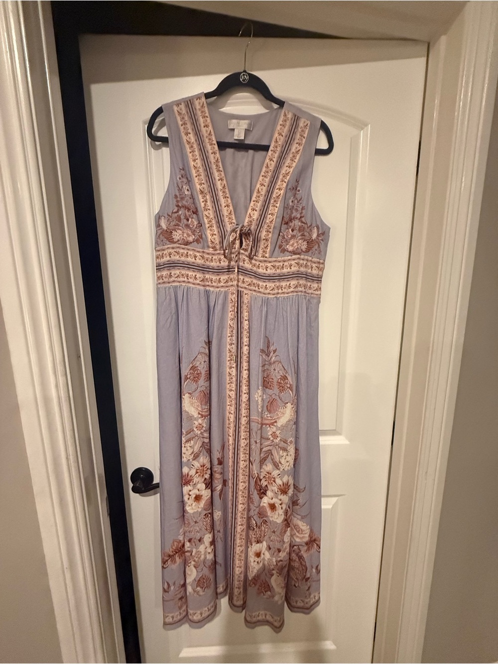 Caroline Constas Blue Pink Floral Maxi Dress Resort Vacation